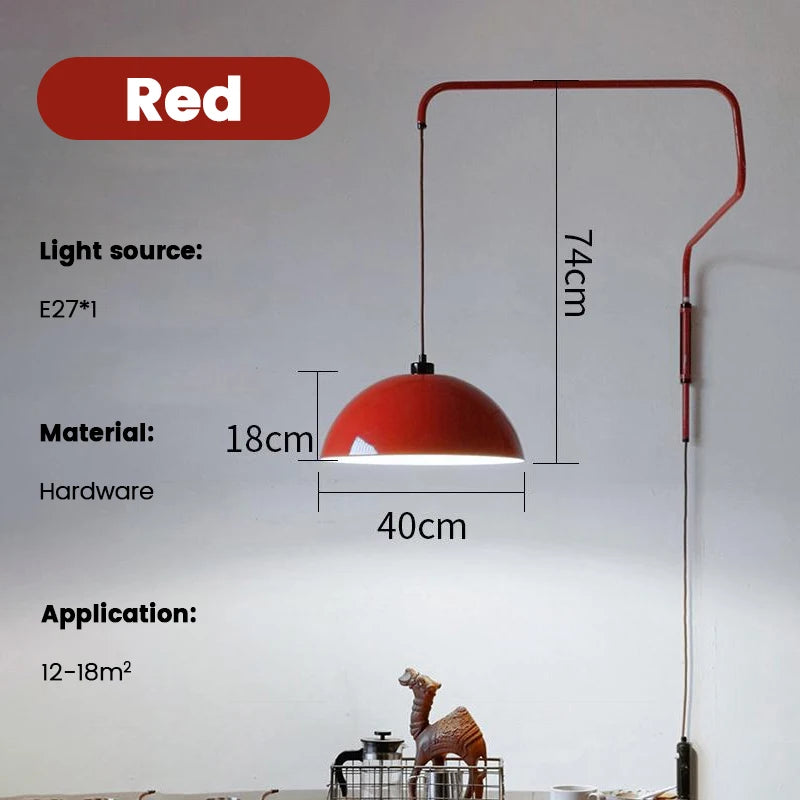 lampe murale rouge moderne bras articulé éclairage quotidien led scandinave fixée mur