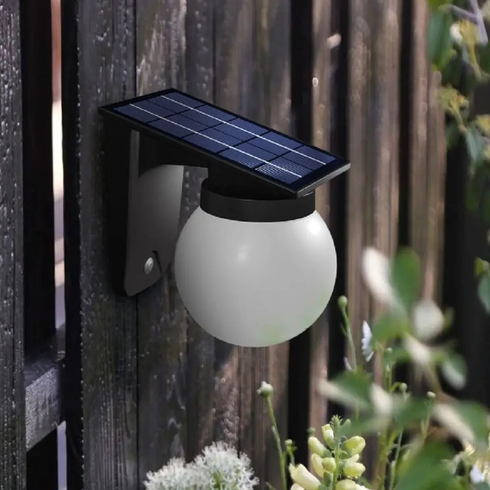 lampe solaire murale ip65 panneau solaire globe lumineux noir blanc