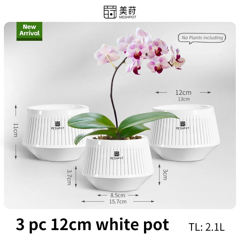 pots orchidées blancs moderne ventilation aération plateaux intérieurs extérieurs