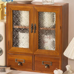 armoire deux portes vitrées tiroirs rangement bois classique horloge tasses miniature