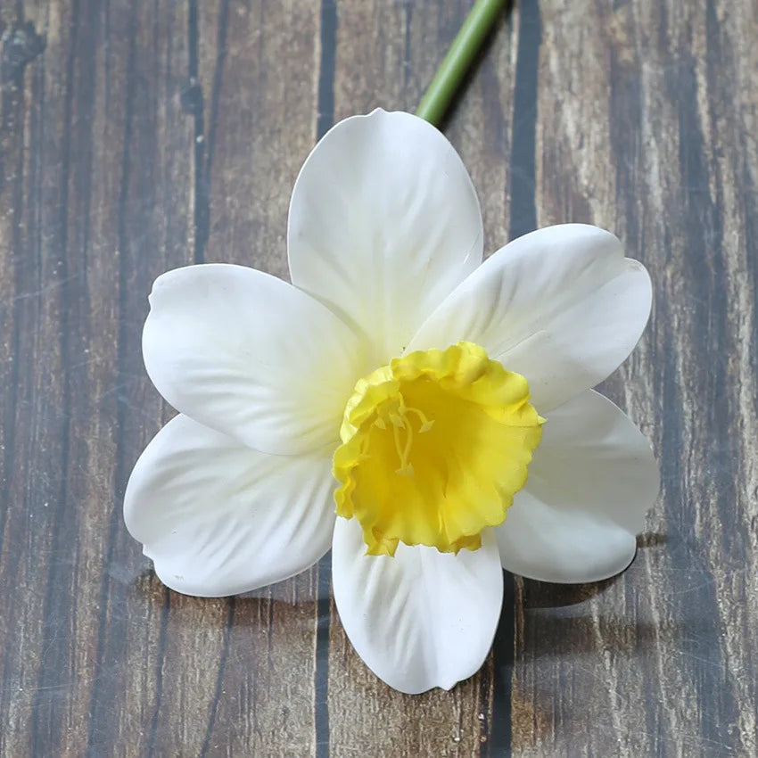 fleurs artificielles jonquille printemps décoration intérieure mariage blanc jaune 38cm 20pièces