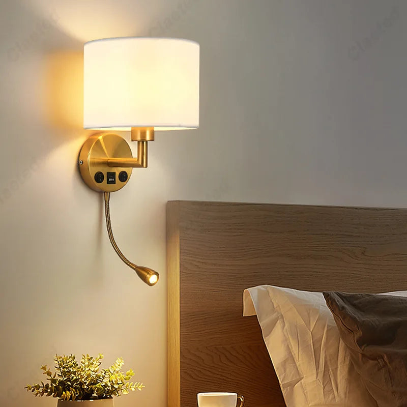applique murale led tissu lin blanc or moderne chambre salon salon cuisine