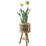 support plante tressé bois rustique conteneur fleur balcon salon naturel