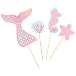 décoration gâteau thème sirène hippocampe coquillage étoile mer mariage anniversaire sous marin bleu rose