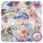 coquillages adhésifs iridescents rose violet blanc naturels décoration murale enfants stickers 50pcs