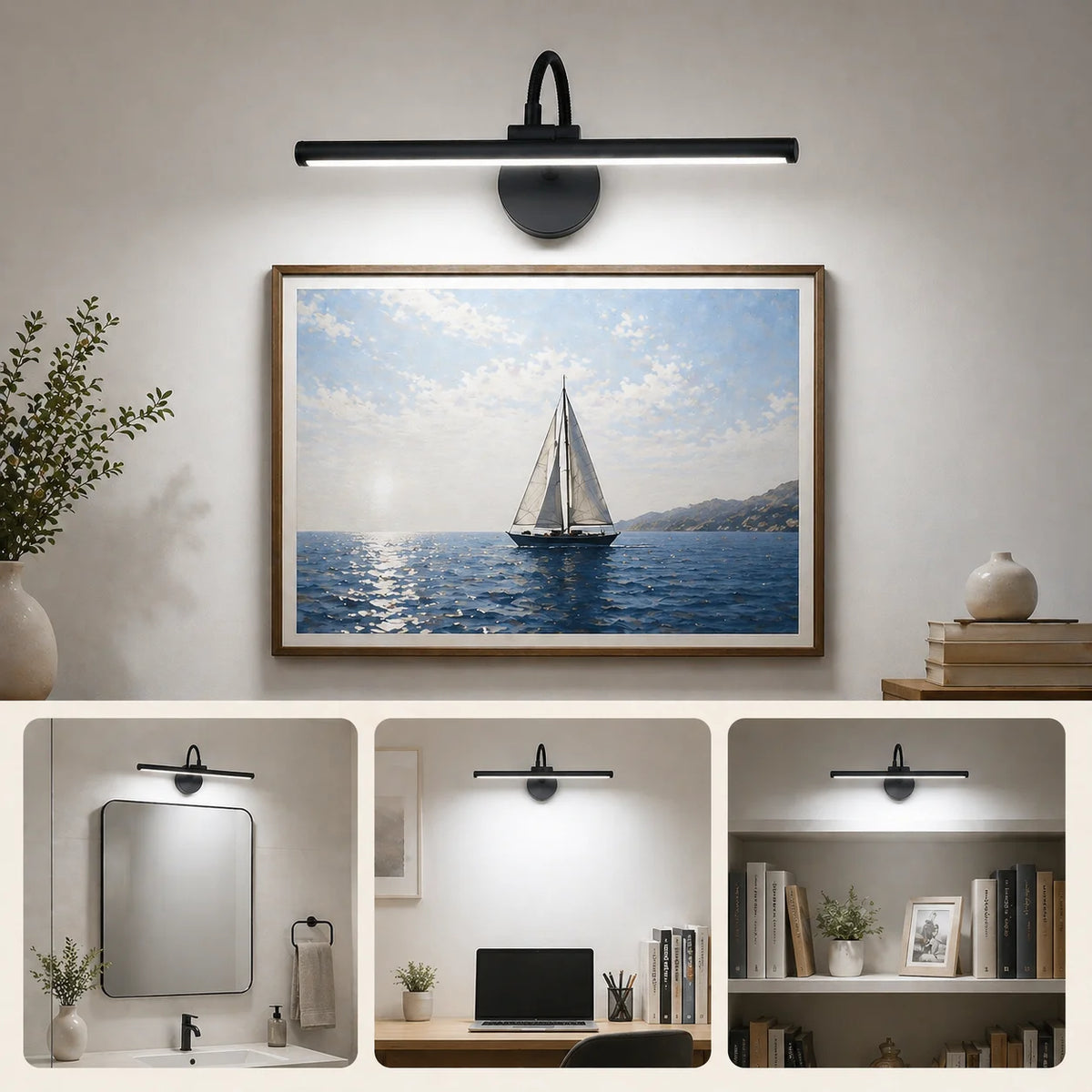 lampe murale led rechargeable noire aimantée couleurs réglables moderne minimaliste