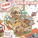miniature maison multicolore adhésive cartoon personnages meubles accessoires bricolage enfant cadeau gratuit pincettes