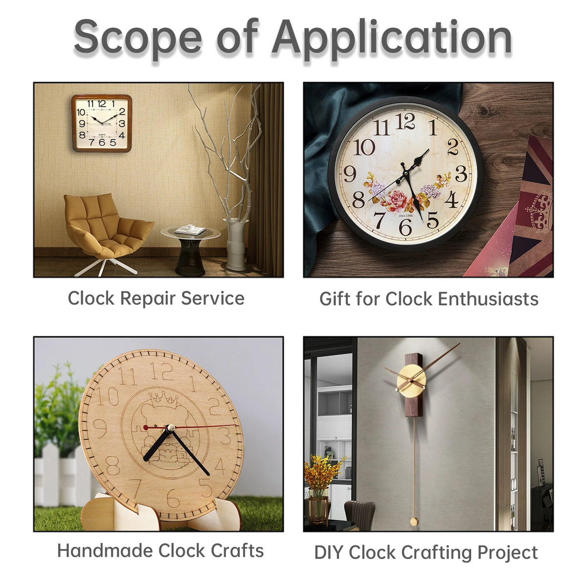 Mécanisme d'horloge gris adapté aux cadres modernes