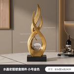 sculpture décorative résine blanche or contemporaine cristal transparent base opaque minimaliste fixée plateau
