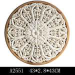 décoration murale bois blanc motif floral relief vintage bohème rustique tasse fleurs séchées bougie