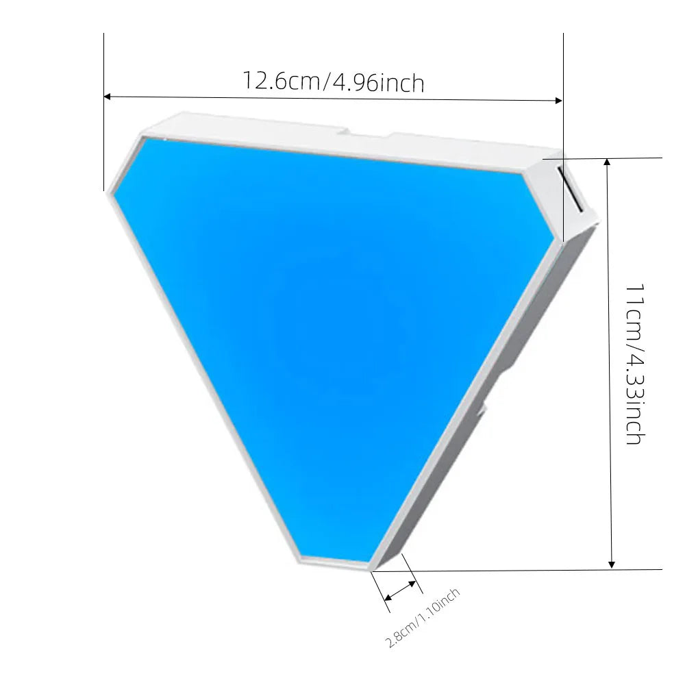 panneau lumineux modulable hexagones géométriques moderne bleu blanc jaune orange télécommande