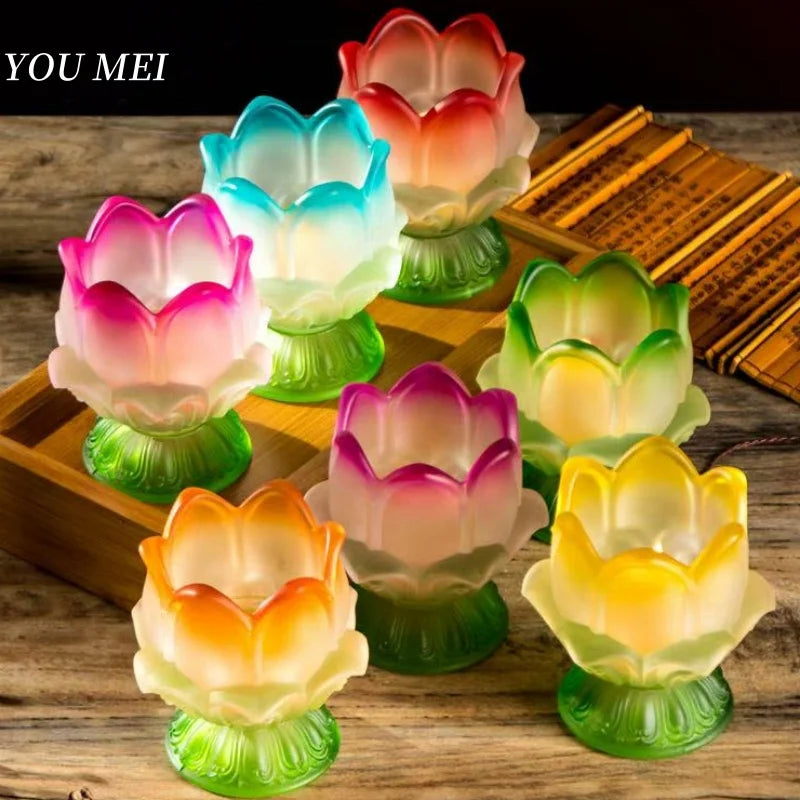 bougies forme fleur relief lotus couleur vert rose bleu jaune blanc artisanal decoratif votives
