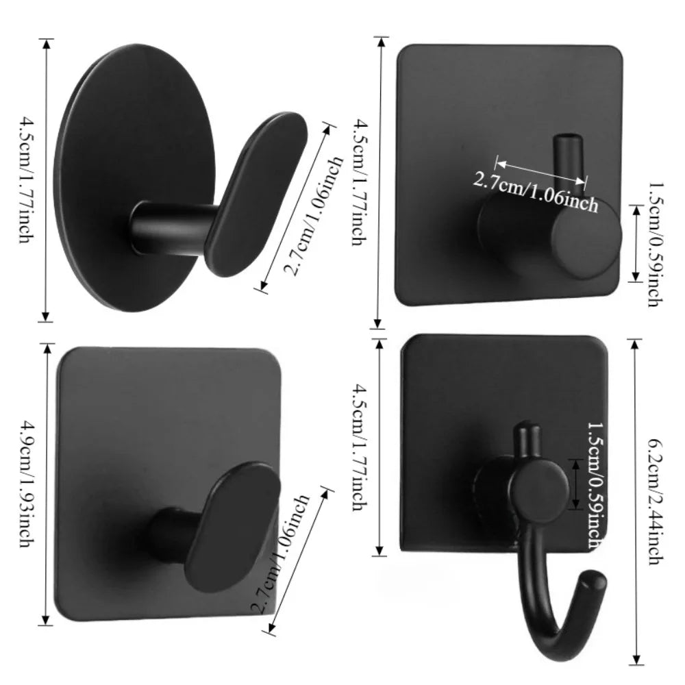 porte serviettes adhésif acier inoxydable noir moderne salle bain utilisation multiple protection adhésive fixe