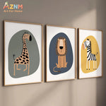 affiches animaux mignons girafe lion éléphant moderne décoration enfant sans cadre encre imperméable toile