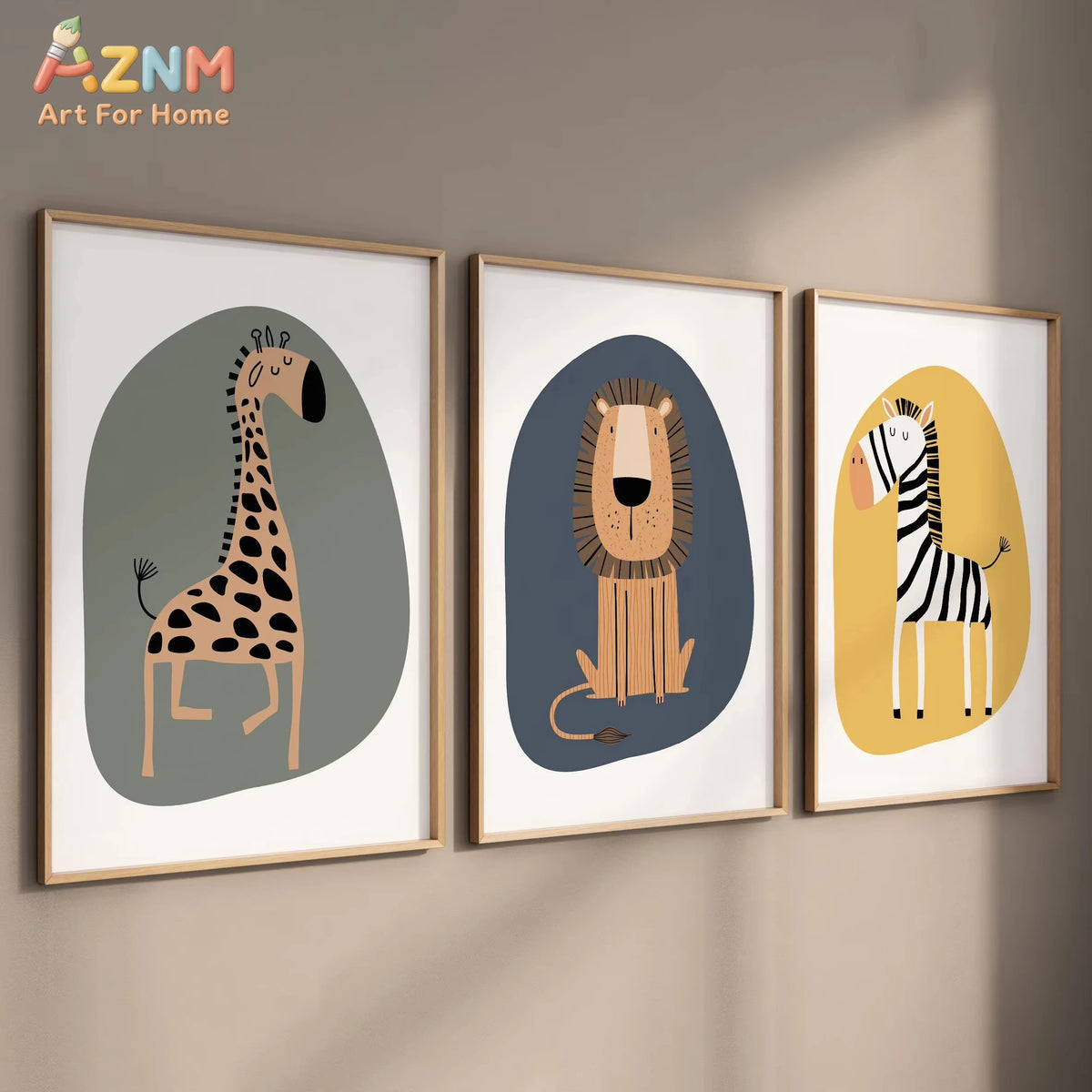 affiches animaux mignons girafe lion éléphant moderne décoration enfant sans cadre encre imperméable toile