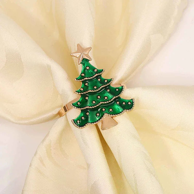 porte serviettes sapin noël étoile brillant festif vert or argentDecorationNoelServiettesCouvertsElégant