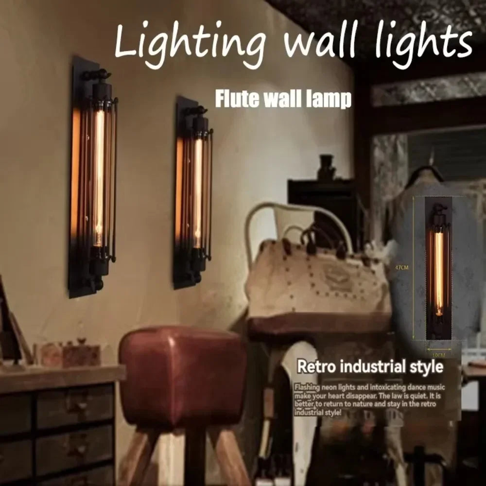 lampe murale industrielle rétro noire dorée métal filament facile cuisine chambre étude
