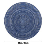 tapis table tissés main moderne rayures concentriques bleu marine beige gris vert orange respectueux