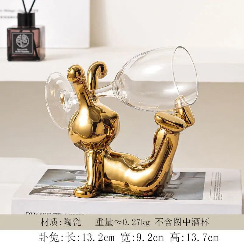 support verre contemporain argenté sculpture humaine verre transparent vaisselle céramique