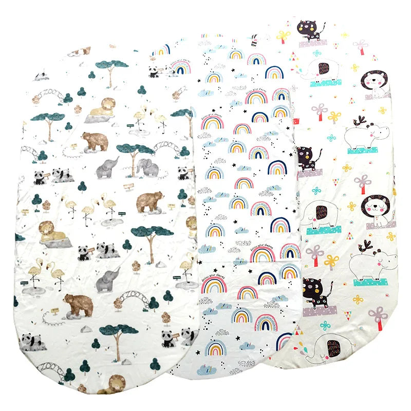 drap housse bébé 1ans coton quatre saisons motifs animaux arcs ciel étoiles blanc cassé