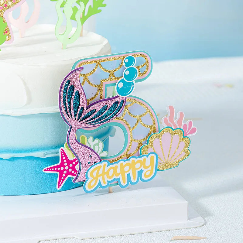 décoration gâteau poisson licorne étoile mer algues bulles coquillages thème sous marin fête anniversaire