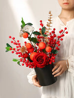 décoration intérieure moderne fleurs artificielles vase noir roses arrondies éléments dorés asiatique
