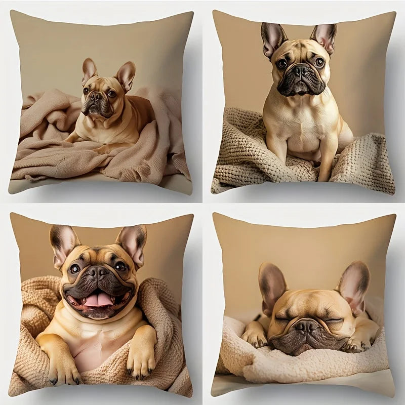 taies d'oreiller imprimées chien beige moderne taies d'oreiller décoratives polyester peachskin 45x45cm maison hospitalière