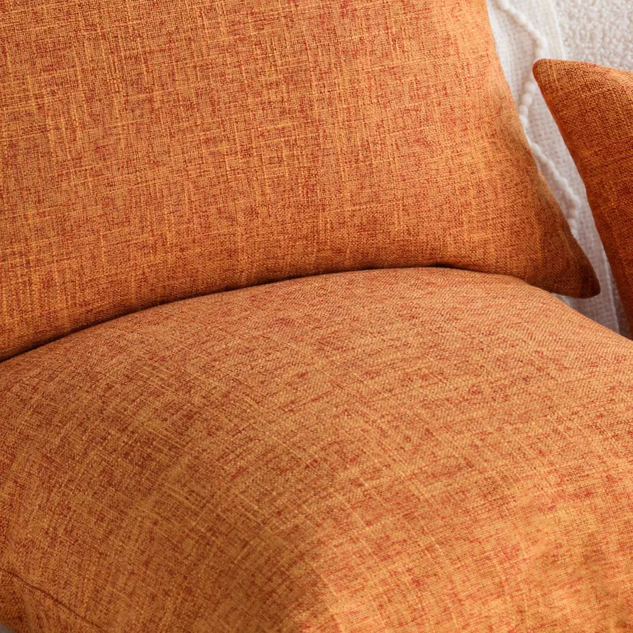 housse coussin carré orange texture lin moderne 45x45cm décoratif canapé salon voiture