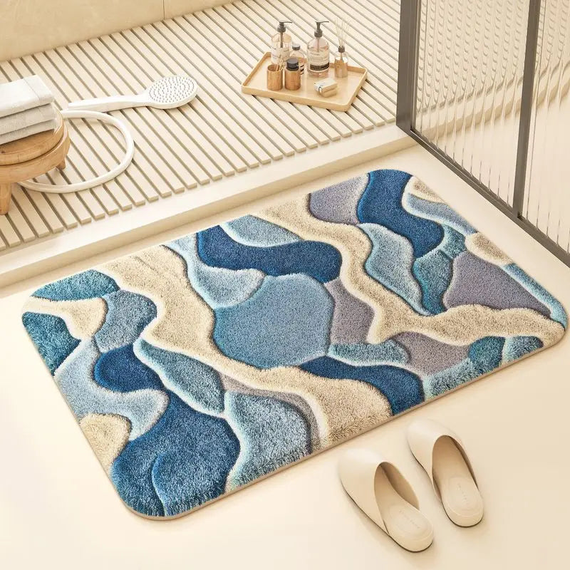 tapis bain moderne motifs géométriques multicolores doux antidérapant polyester salle bain maison