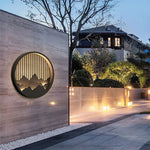 applique murale led noir doré contemporaine ip65 acier inoxydable minimaliste montagnes stylisees