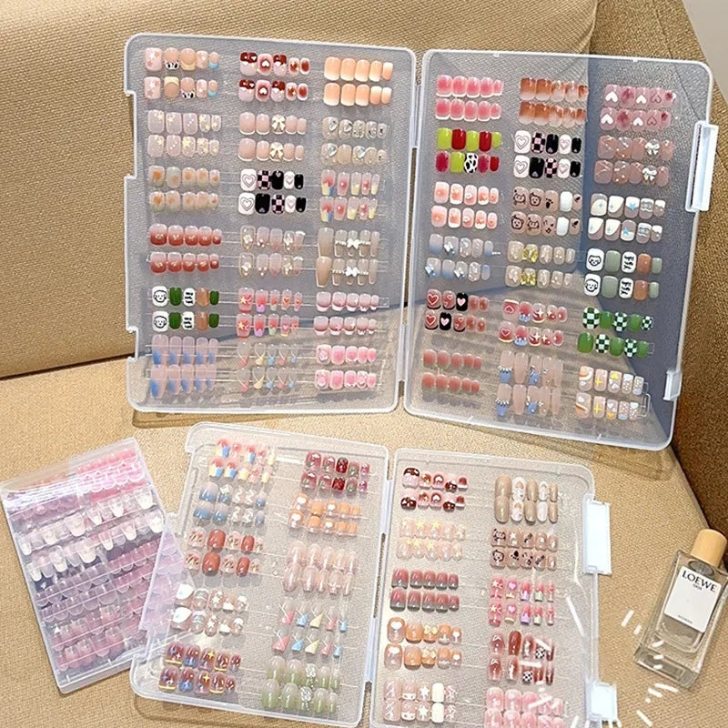 coffret rangement faux ongles multicolores modernes grande capacité portatif transparent accessoire nail art