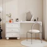 coiffeuse miroir blanc minimaliste moderne commode tiroirs noirs chambre meuble maquillage