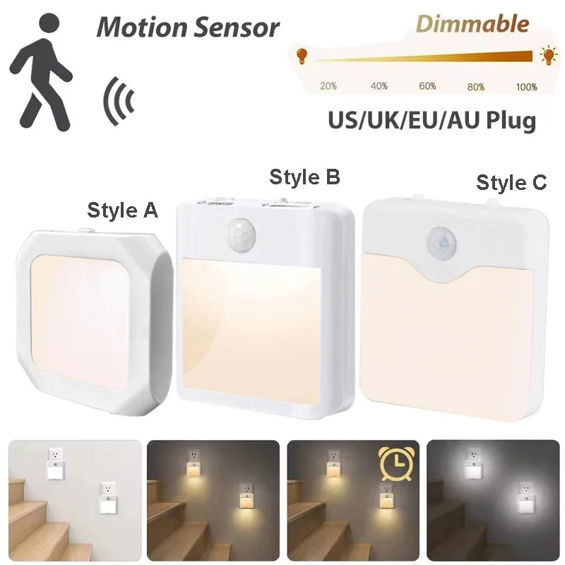 lampe nuit capteur mouvement blanc moderne ajustable auto toujours on chambre couloir éclairage économique