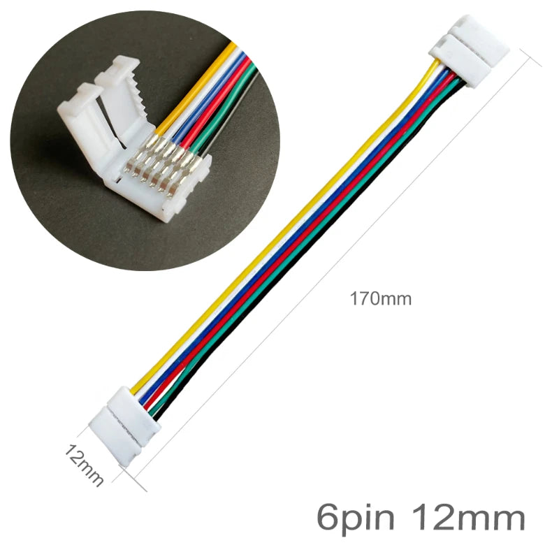 connecteur double tête bande led 2pin 3pin 4pin 5pin 6pin 15cm blanc rouge noir