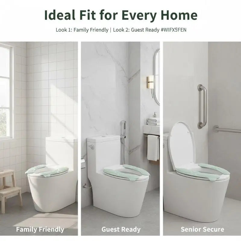 siège toilette amovible vert pastel antidérapant moderne adhésif poignée intégrée lavable réutilisable chambre