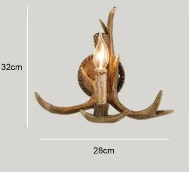 lustre vintage antlers marron clair salon rustique ampoules led murale cottage