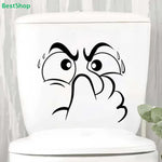 sticker mural noir visage triste dessin animé salle bain amovible décoration humoristique