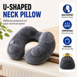 coussin voyage gris velours confortable portable boutons sac rangement shaped