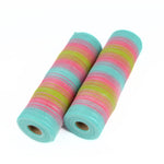 ruban filet polyester rayures horizontales rose bleu vert clair moderne 10 pouces large 10