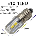 Ampoule LED E10 12V 6V 3V blanc blanc chaud transparent moderne 50000h