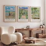 affiche murale toile peinture impressionniste nénuphar monet cadre bois décoration salon classique