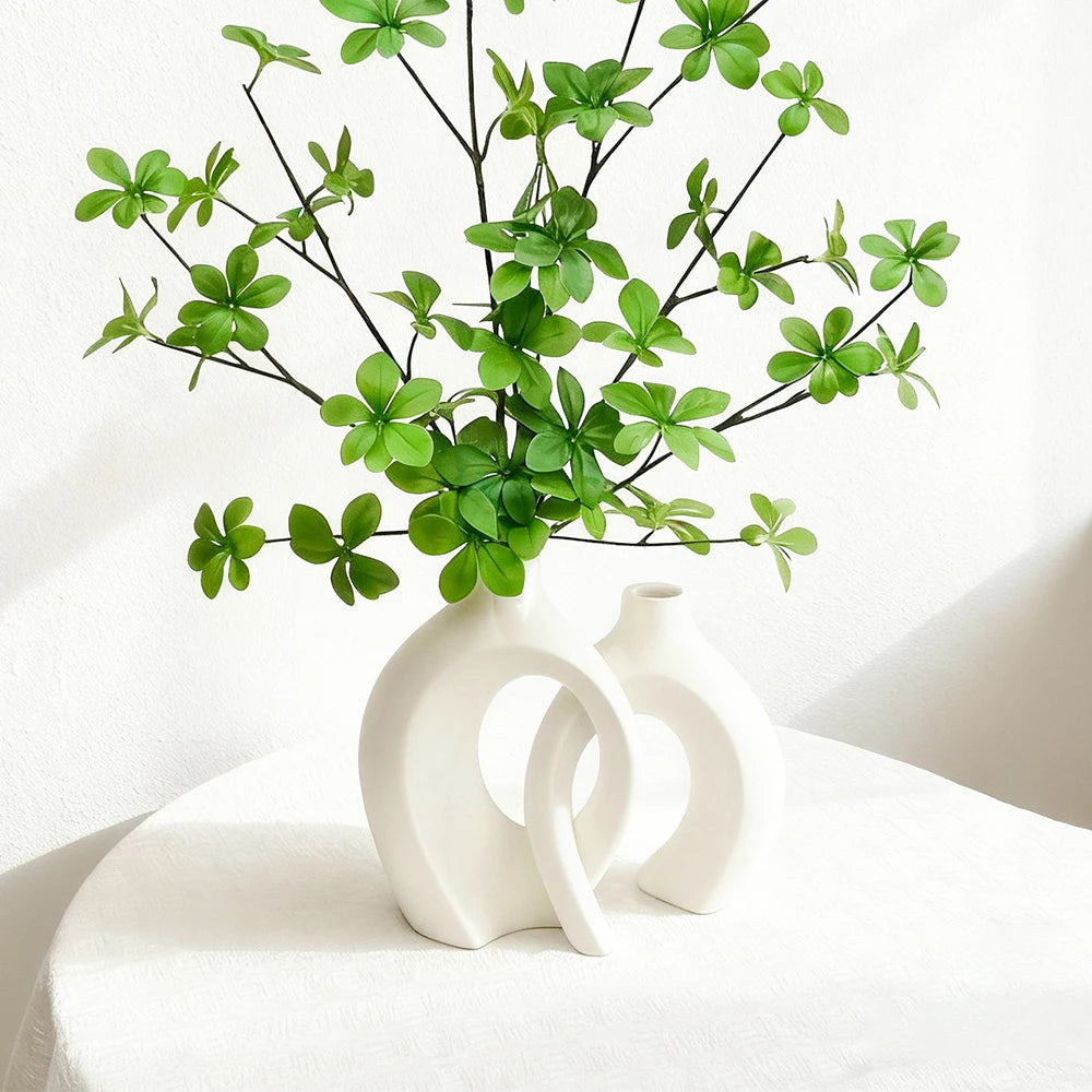 vases decoratifs blanc noir modernes sculpturaux minimalistes fleurs artificielles chambre salon