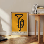 affiche abstraite jazz festival moderne minimaliste jaune noir encre imperméable toile rectangle vertical