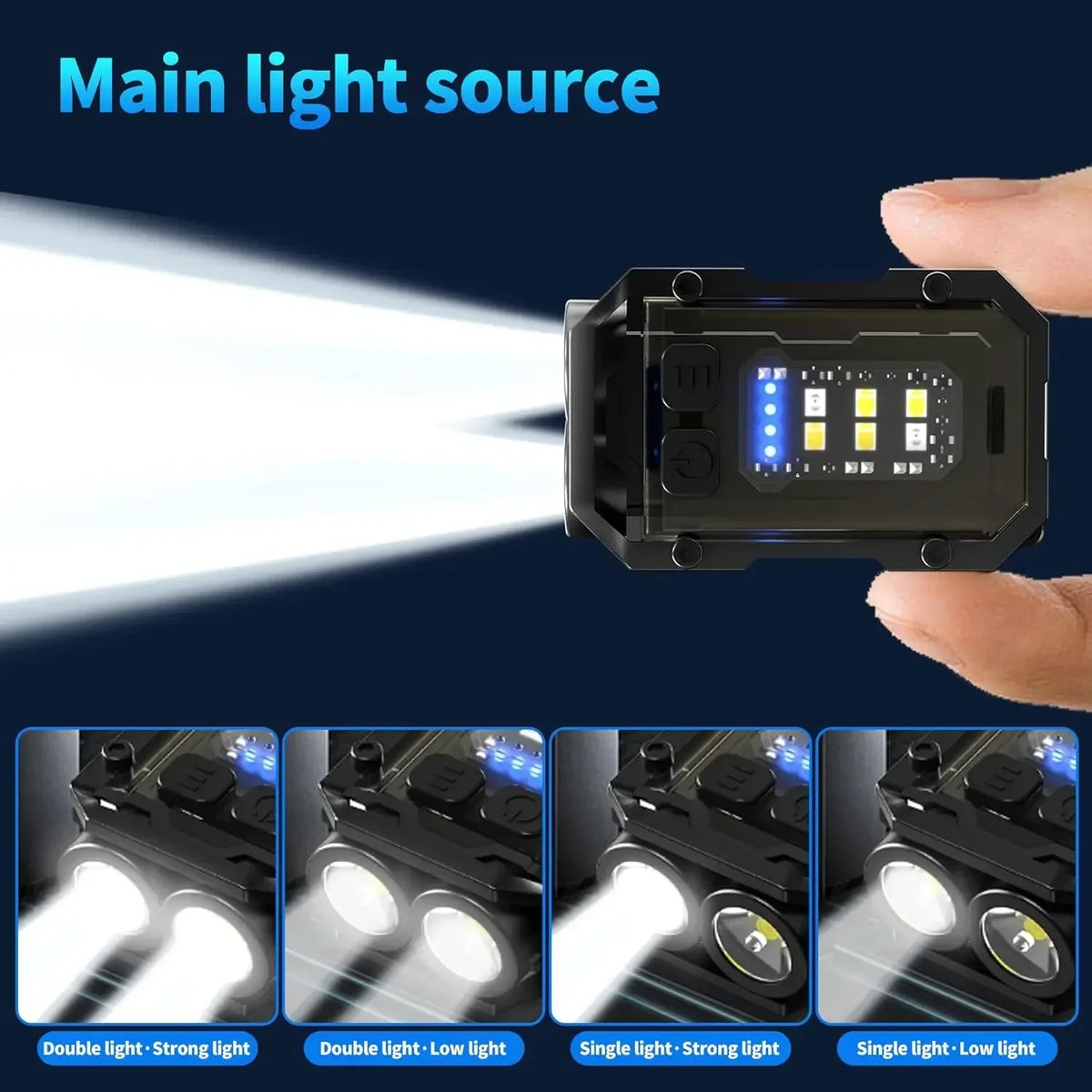 lampe torche multifonction rechargeable led noire intense modifiable modernisée porte clés aimant usbc