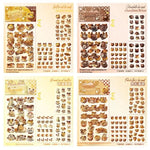 stickers 3d relief transparents pain ours bébé chat marron beige doré scrapbooking téléphone