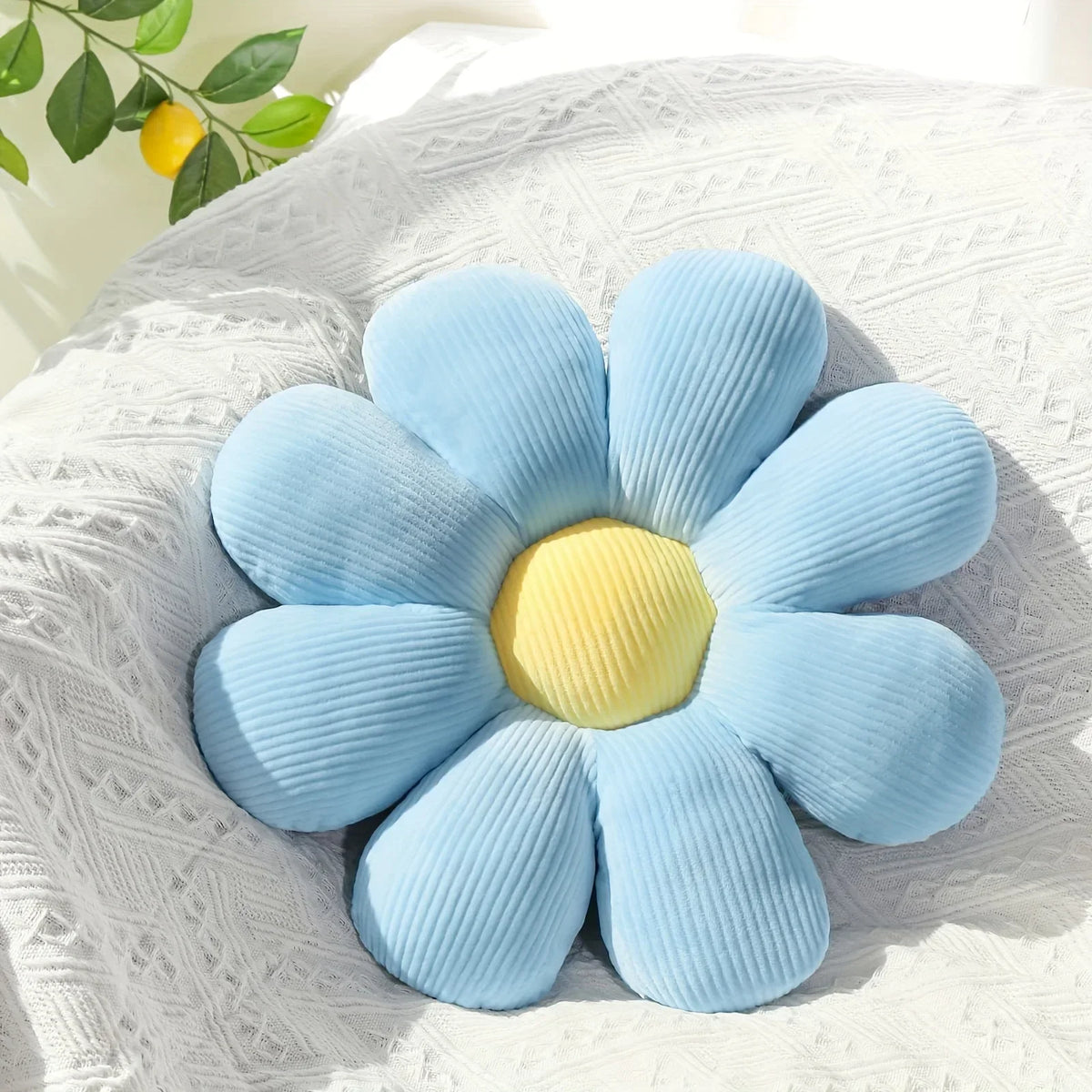 coussin décoratif terry cloth rayures horizontales moderne enfantin rose blanc bleu vert jaune 38cm