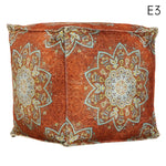 coussin sol orange bleu ethnique motifs floraux traditionnels carreaux coton polyester
