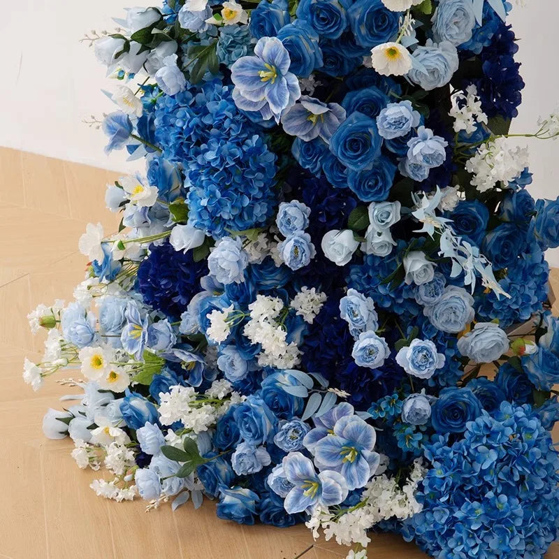 arche décorative fleurs artificielles bleu blanc extérieur intérieur décoration maison événement