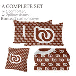 ensemble literie marron foncé imprimé spirale moderne taies oreiller coussin