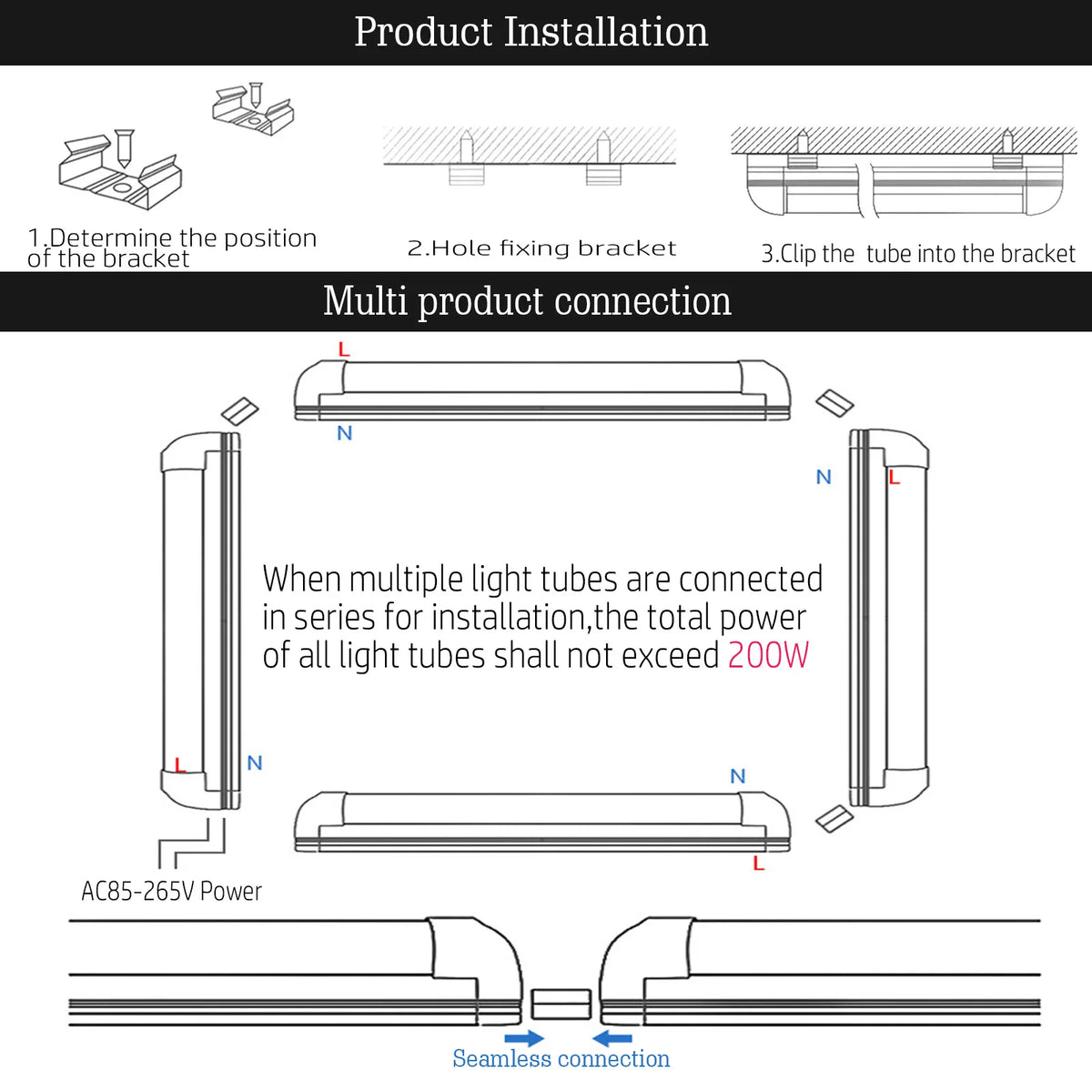 Détail du connecteur double V pour tube LED T8
